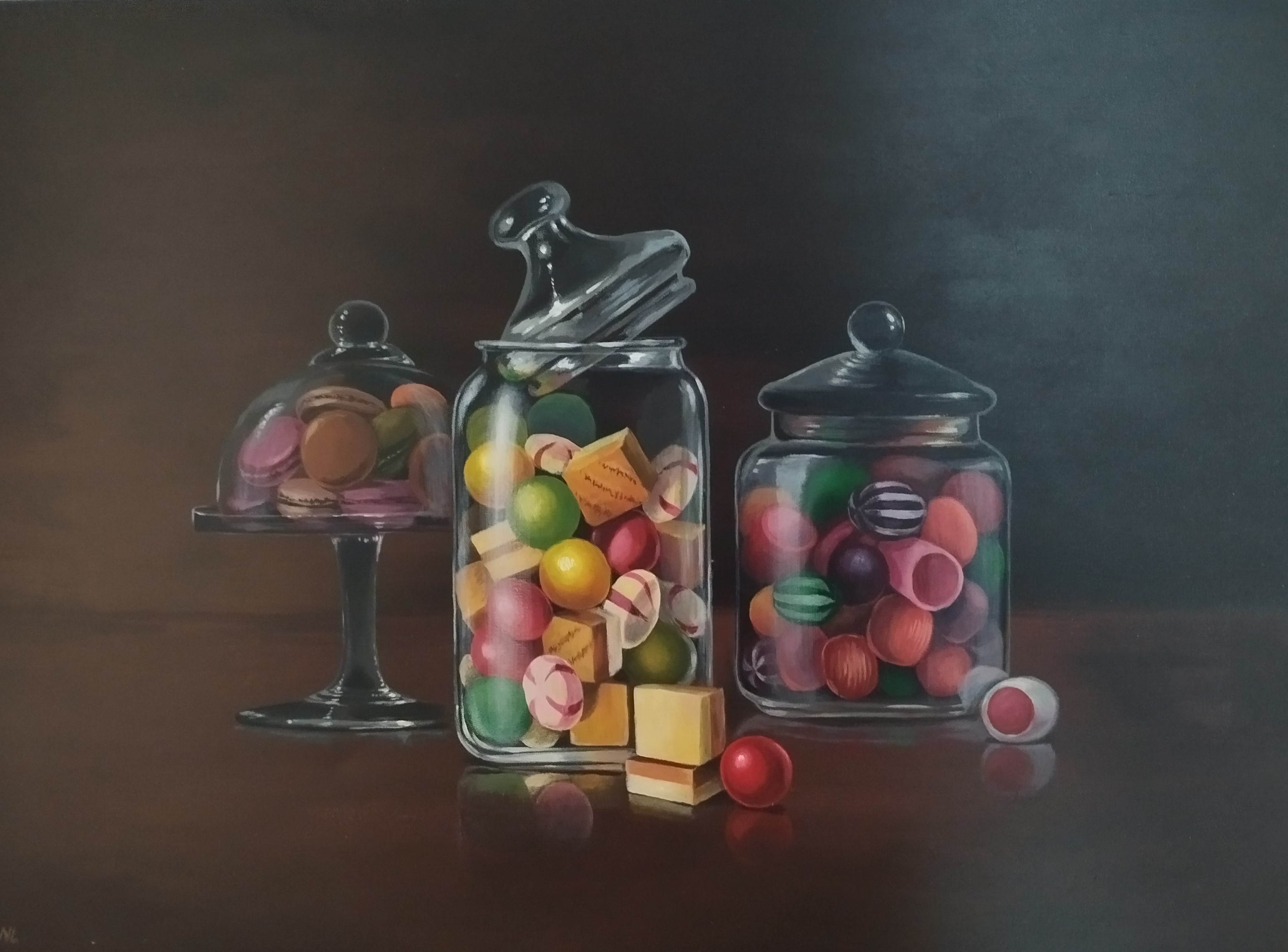 Dulces Recuerdos, pintura original óleo sobre lienzo de 70 x 50 cm, creada en Valencia, Spain.