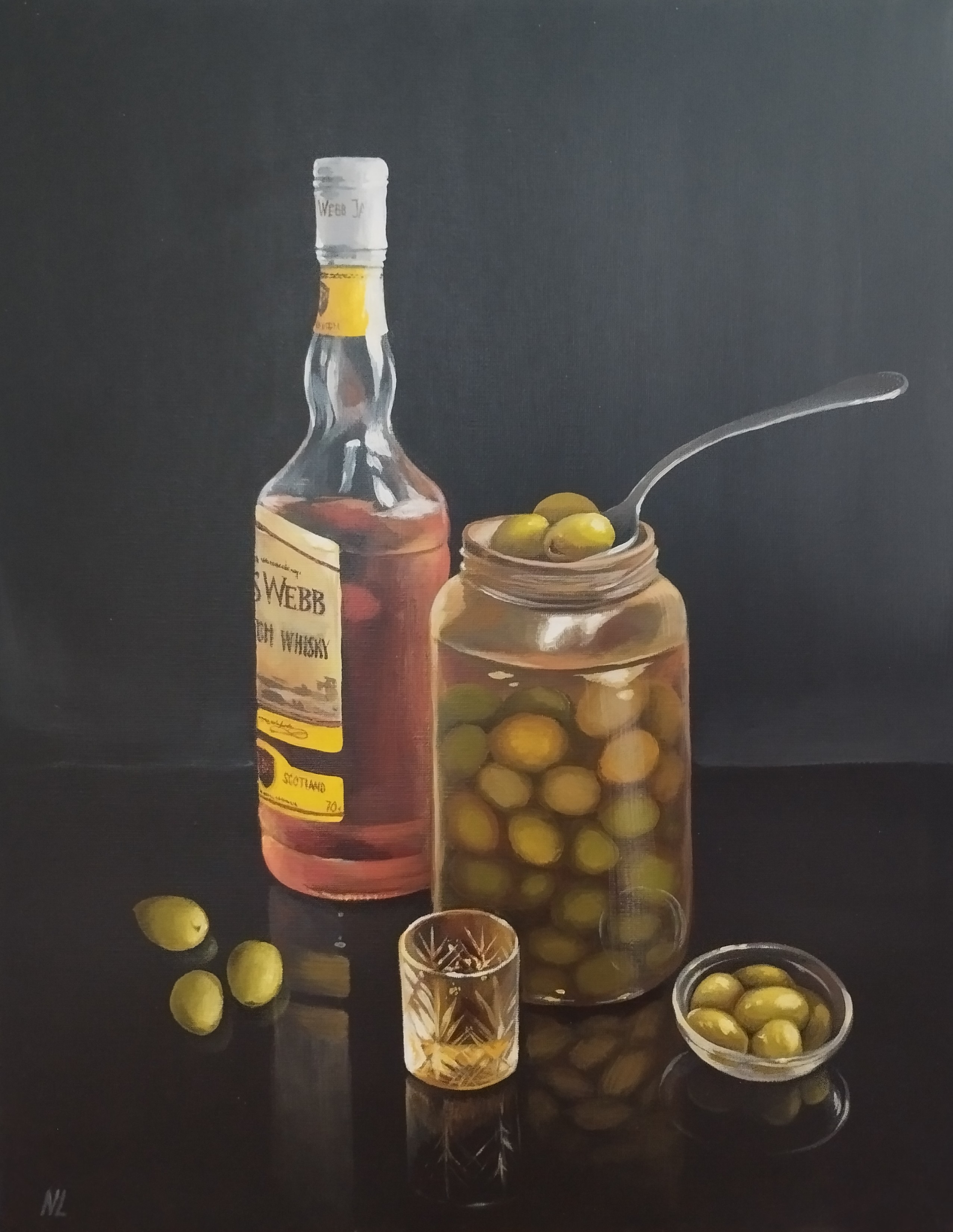 Noche de Cristal, pintura original óleo sobre lienzo de 40 x 50 cm, creada en Valencia, Spain.